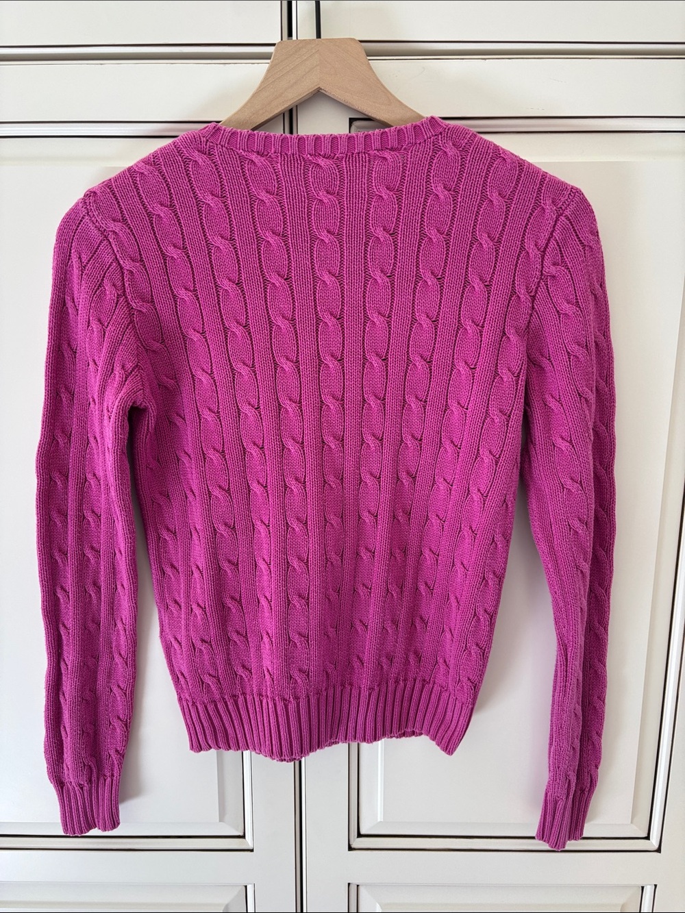 Vintage Ralph Lauren Cable Knit Cotton Sweater Fuchsia Purple Preppy Women’s S - Picture 9 of 9